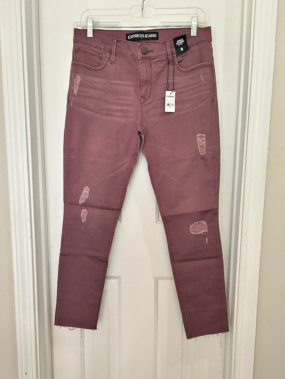 Express Mid Rise Ankle Legging Jeans Purple Size 8